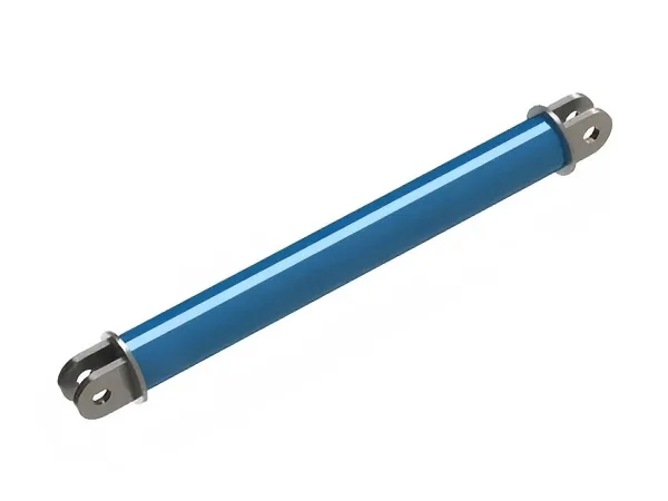 A blue circular buckling restrained brace.