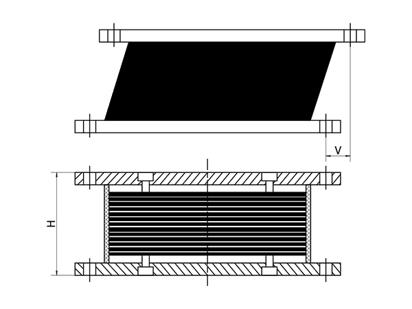 Cross section of high damping rubber bearing