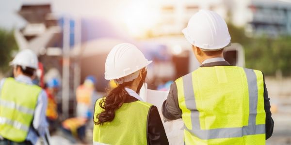 Professional construction team members