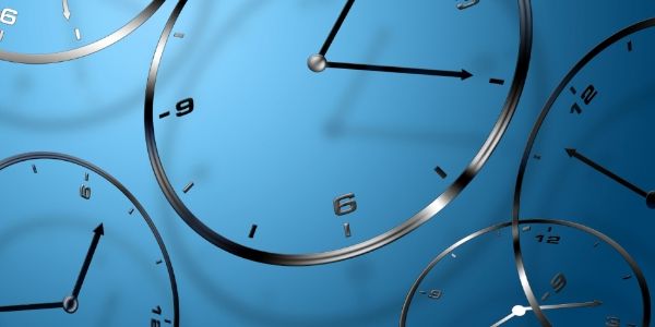 Several clocks are running.